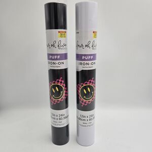 Four Oh Five Basics 3D Puff Iron-On Vinyl Rolls Black White 12x24 Heat Press HTV